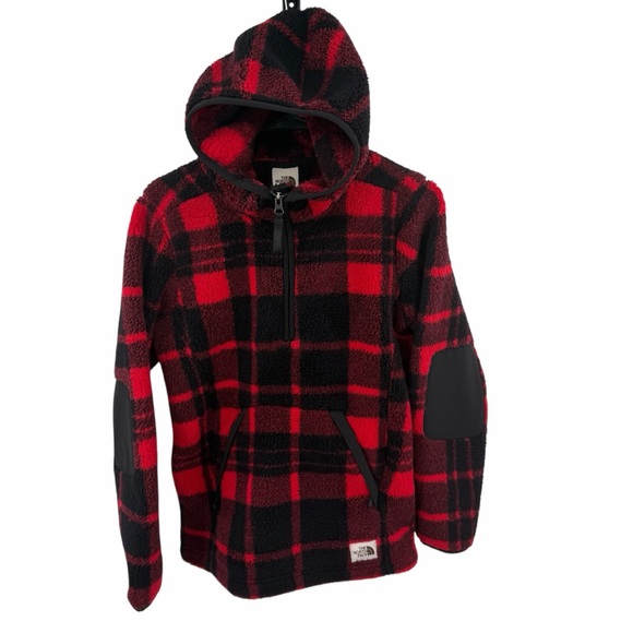 The North Face Women's Campshire 1/4 Zip Hoodie 2.0 Red Black Buffalo Plaid XS - Picture 2 of 6